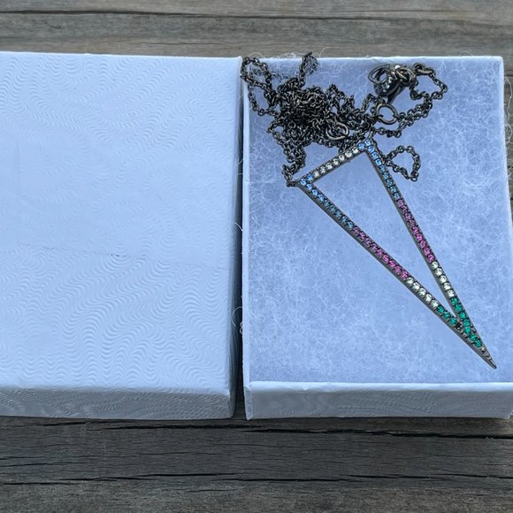 Nadri Necklaces Hematite tone cubic zirconia Trian - Picture 3 of 15